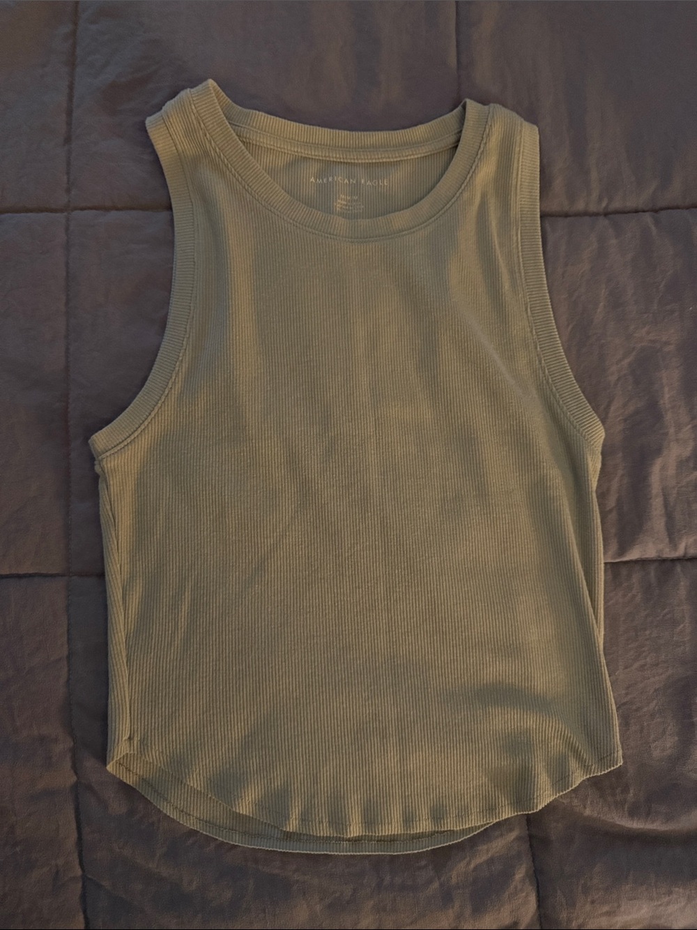 American Eagle Outfitters Ribbed Olive Tank Top